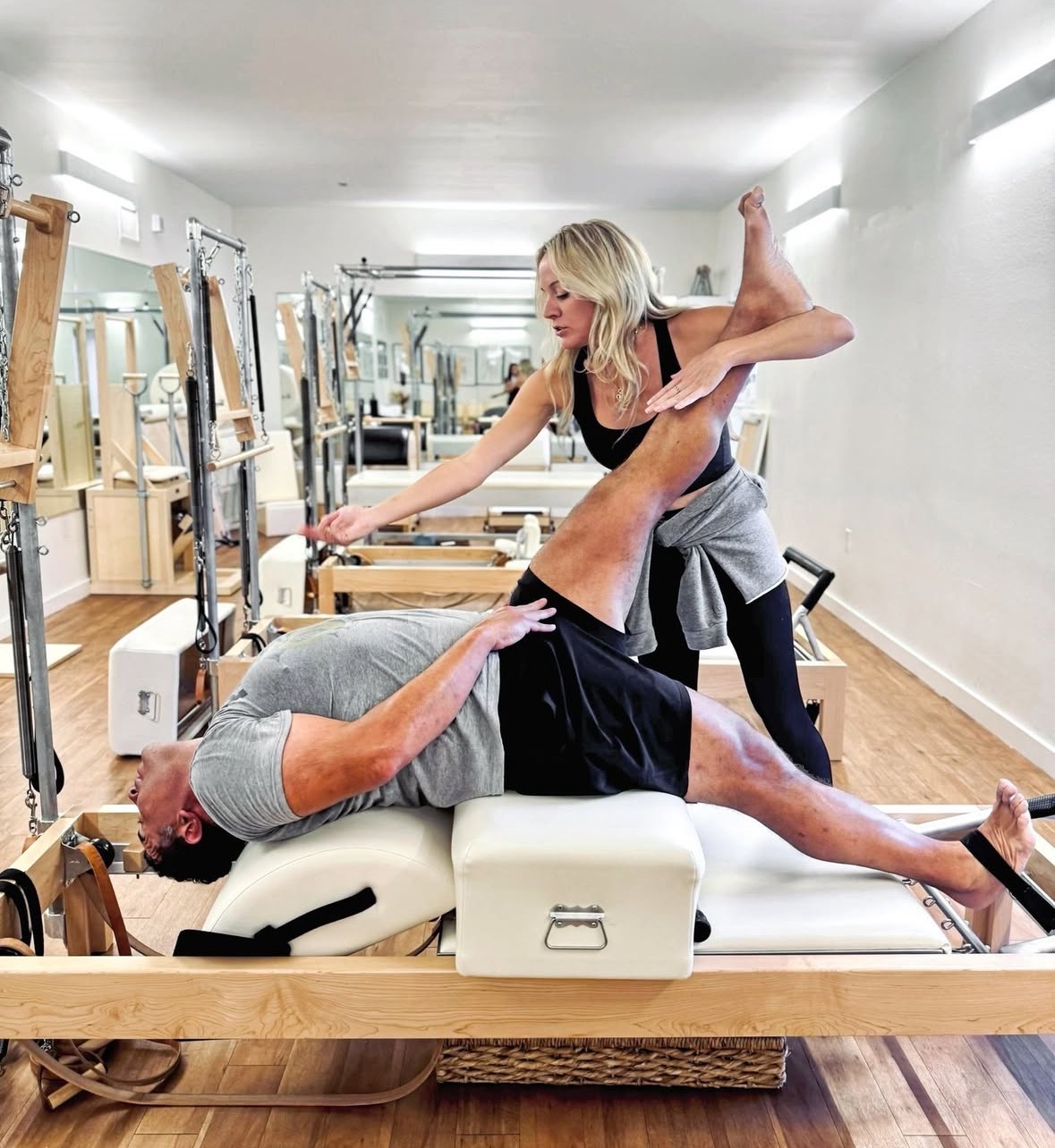 Private Pilates class for men in classical pilates studio located in Austin, TX.